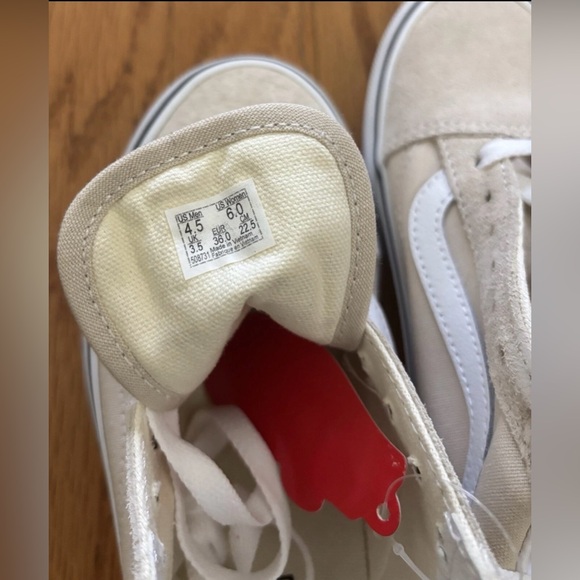 Vans Old Skool Skate Shoe Women’s 6 Tan/White Suede and Canvas Sneaker New w Box - Picture 3 of 8